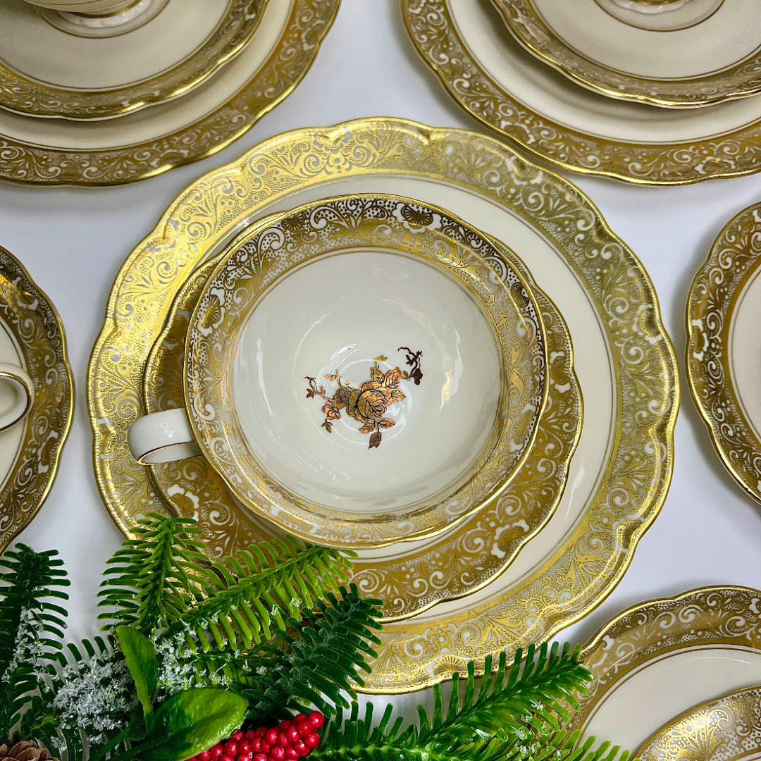 Кофейное трио Konigl pr Tettau Германия 1954-68гг, фарфор айвори, позолота, 130мл. Картинка 5